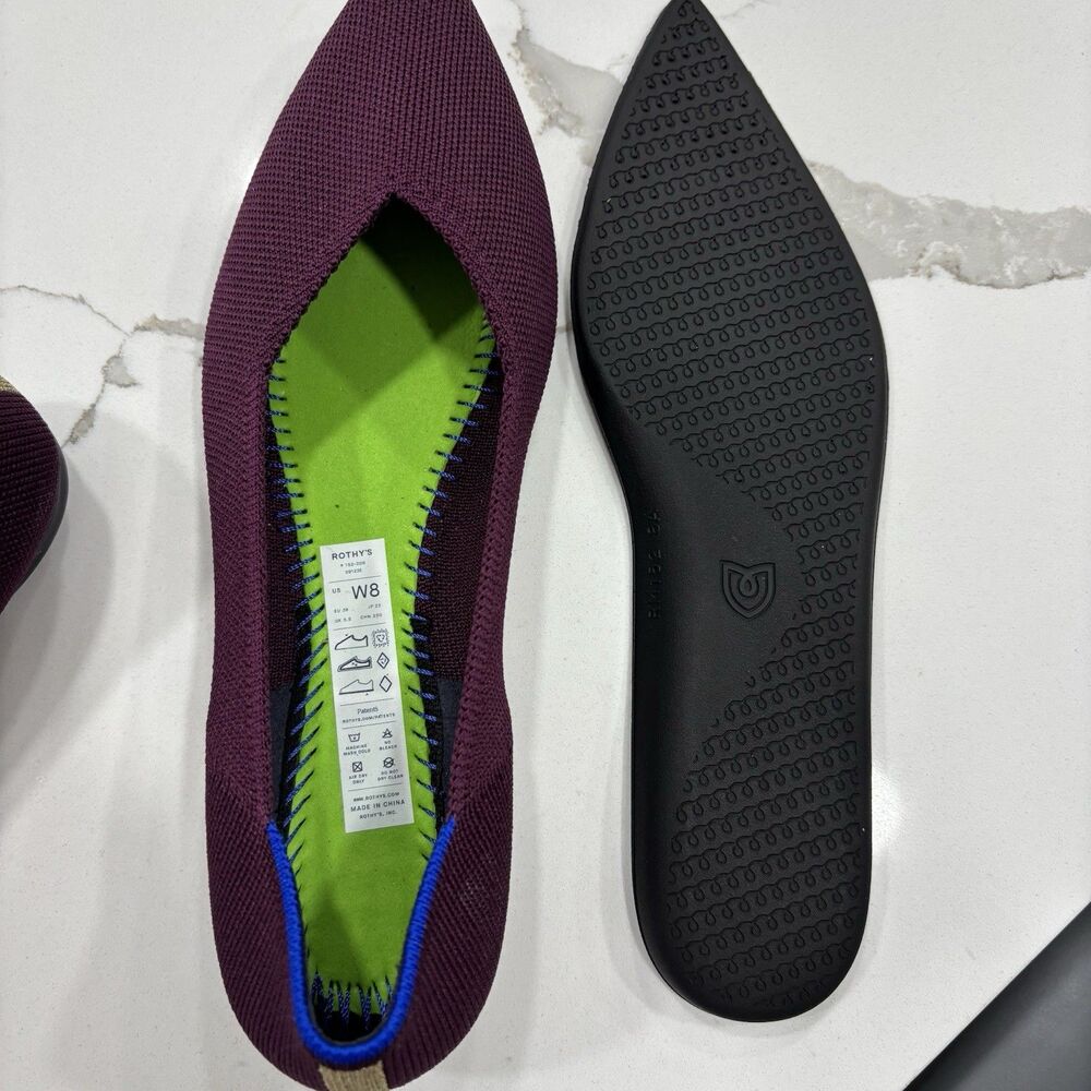 Rothys Flats Womens Size 8 The Point II Maroon And Gold Woven Shoes Slip On - Picture 4 of 7